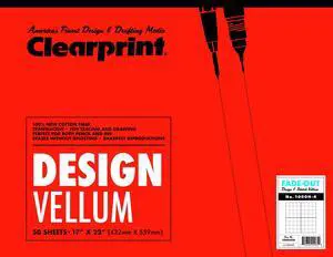 Clearprint 17" x 22" 1000H Design Vellum Pad with Printed Fade-Out 4x4 Grid, 16 lb., 100% Cotton, 50 Sheets, 1 Each