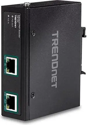 TRENDnet Industrial Gigabit PoE+ Extender, TI-E100, Single Port PoE, Power Over Ethernet, Supports PoE (15.4W) and PoE+ (30W), Extends 100m, Cascade 2 Units for Distance Up to 300m (984 ft.), IP30