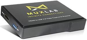 MuxLab Video Capture & Streaming Device | USB 3.0 HDMI Loop Out | HDMI Capture Card 1080p/60 | Windows 7 8 10 | Linux | YouTube | OBS | Twitch | PS3 | PS4 | Xbox| Stream and Record for Gaming