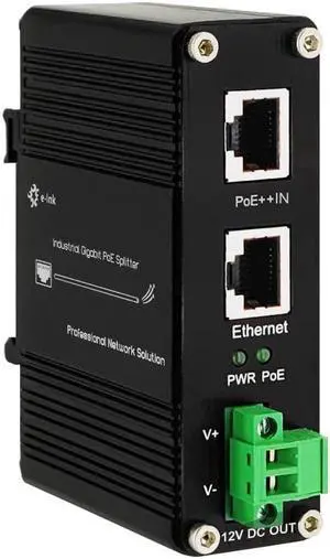 PoE Splitter 12V 802.3bt Compliant Gigabit Port, Industrial 10/100/1000Mbps IEEE802.3bt Power Over Ethernet Splitter Adapter with 12V Output for Surveillance Camera CCTV/VoIP Phone
