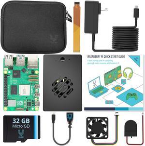 Vilros Raspberry Pi 5 (8GB) Basic Starter Kit with Aluminum Passive+Active Cooling Case-Includes Pi 5 Board, Case, Power Supply, 32GB Preloaded SD Card, HDMI Adapter & More