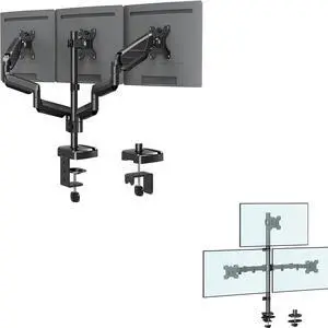 MOUNTUP Triple Monitor Stand, Height Adjustable Monitor Desk Mount + MOUNTUP Triple Monitor Desk Mount, 3 Monitor Stand for Three Max 27 Inch Computer Screen