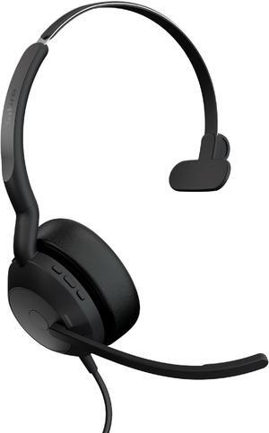 Jabra Evolve2 50 Wired Mono Headset AirComfort Technology, Noise-Cancelling Mics & Active Noise Cancellation - Works with All Leading UC Platforms Such as Zoom & Google Meet - Black