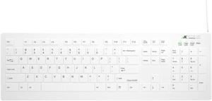 Clean Keyboard for The Medical Industry Full Size Sealed AK-C8112F-FUS-W/US Detachable for Hospital, Dentist, Cleanroom, Laboratory and Industrial. Fast to Clean Flat and Flexible Silicone