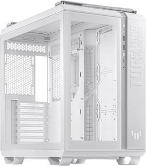 ASUS TUF Gaming GT502 White ATX Mid-Tower Computer Case,Front Panel RGB Button,USB 3.2 Type-C,2x USB 3.0 Ports,Tool-free Side Panel,ARGB Hub, 360mm and 280mm Radiator compatible, Fabric Handle on top.