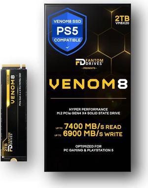 Fantom Drives VENOM8 2TB SSD NVMe Gen 4 M.2 2280 PS5 SSD 2TB for PS5 Storage Expansion, Gaming PC & Laptops - Up to 7400MB/s - 3D NAND TLC - DDR4 DRAM Cache - 2TB M.2 (VM8X20)