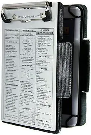 MYGOFLIGHT Universal Full-Size Leather Folio C EFB Pilot Kneeboard and Clipboard - iPad Pro 9.7", 10.5", 11", iPad Air 1, 2, 3, 4, 5, iPad 2, 3, 4, 9.7", 10.2", 9"-11" Tablets