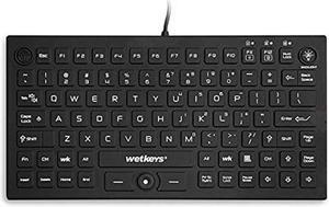 WetKeys Professional-grade Mid-Size Rigid Silicone Waterproof Keyboard with Pointing-Device, Backlight and ON-OFF Switch (USB) (Black) | KBWKRC89PB-BK