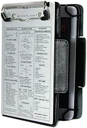 MYGOFLIGHT Universal Mini Leather Folio C EFB Pilot Kneeboard and Clipboard - Fits Apple iPad Mini 1, 2, 3, iPad Mini 4/ 5/ 6 and All Other 7"-8" Tablets