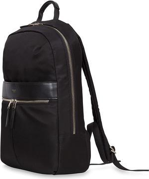 KNOMO Beauchamp Women's 14" Laptop Bag Computer Backpack Bookbag for Work, College, Travel Daypack Purse, Black, Golden Zip