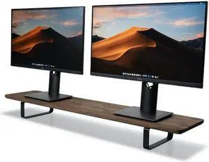 LifeSpan Fitness Handcrafted Solid Walnut Dual Monitor Stand Riser for 2 Monitors, Multi- Purpose Desktop Organizer Riser for Computer, Laptop, Printer, TV