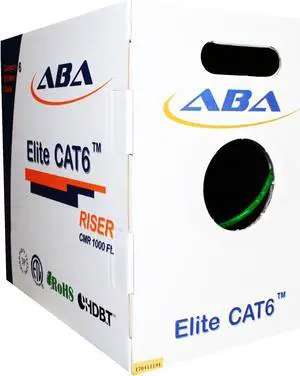 Infinity Cable Products Cat6 Riser (CMR) Ethernet Cable 1000ft Green 23AWG UTP 550MHz UL Certified Easy Pull Reelex II Box Bulk Networking LAN Cable