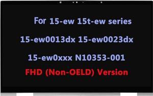 N09664-001 N10353-001 Replacement for HP Envy x360 15-ew 15t-ew 15-ew0013dx 15-ew0023dx 15-ew0797nr 15-ew0000 15-ew0xxx 15.6" FHD LCD Display Touch Screen Assembly Bezel with Board Silver(Non-OELD)