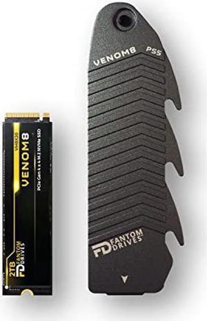 Fantom Drives - VENOM8 2TB NVMe Gen 4 M.2 Internal SSD - PS5 Memory Upgrade 3D NAND TLC - DDR4 DRAM Cache - 7400MB/s Solid State Drive w/ Heatsink (VM8X20-PS5)