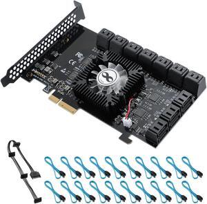 BEYIMEI PCI-E 4X SATA Card 20 Ports, PCI Express SATA Controller Expansion Card, 6 Gb/s SATA 3.0 PCIe Card with 20 SATA Cables and Low Profile Bracket,6*ASM1064+ASM1812 Chipset,Non-Raid