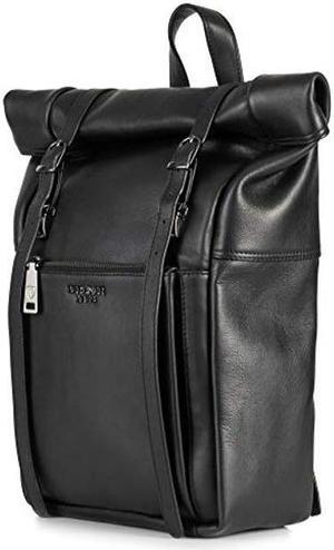 BERLINER BAGS Premium Leather Backpack Lille, Laptop Bag and Travel Rucksack for Men Women - Black