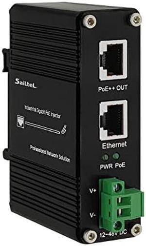 PoE Injector, 95W Industrial Gigabit PoE++ Injector, IEEE 802.3at/802.3af Compliant,POE Adapter with 12-48V DC Input,Hardened High Power PoE Injector IP40, DIN Rail, Wall Mount