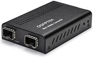 SFP+ Media Converter, Mini Unmanaged 1x 10GBase-X to 1x 10GBase-X 2X Open SFP+ Slots, 10Gigabit 10G SFP+ to SFP+ Fiber to Fiber Media Converter, DC 5~12V, Without Transceivers