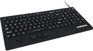 WetKeys "Rugged-Point Industrial-Grade Heavy-Duty Full-Size Washable Keyboard with Track-Pointer and ON/Off Switch (USB) (Black) | KBWKRC105SPi-BK