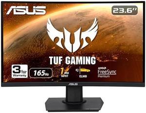 ASUS TUF Gaming 23.6" 1080P Curved Monitor (VG24VQE) - Full HD, 165Hz, 1ms, Extreme Low Motion Blur, Adaptive-Sync, FreeSync Premium, Shadow Boost, VESA Mountable, DisplayPort, HDMI, BLACK