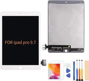 A-MIND for iPad Pro 9.7 2016 A1673 A1674 A1675 LCD Display Touch Screen Assembly Replacement Parts, Tablet Front Panel & LCD Screen Repair,with Free Tool Set + Screen Protector (White)