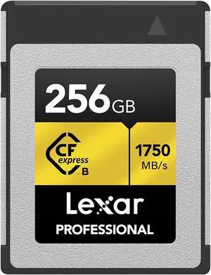 Lexar 256GB Professional CFexpress Type B Memory Card GOLD Series, Up To 1750MB/s Read, Raw 8K Video Recording, Supports PCIe 3.0 and NVMe (LCXEXPR256G-RNENG)