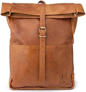 BERLINER BAGS Vintage Leather Backpack Paris, Large Waterproof Bookbag for Men and Women - Brown