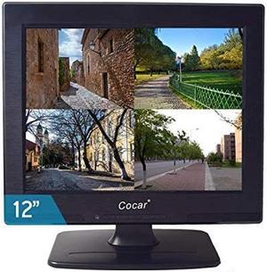 CCTV Monitor, 12 inch LCD Security Monitor HDMI VGA AV & BNC 4:3 HD Computer Monitor Display LCD Screen with 2 Built-in Speakers USB Drive Player for Home/Store Surveillance Camera STB PC