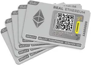 Ballet 5-Pack REAL Ethereum (ETH) - The Easiest Crypto Cold Storage Card - Cryptocurrency Hardware Wallet with Multicurrency and NFT Support