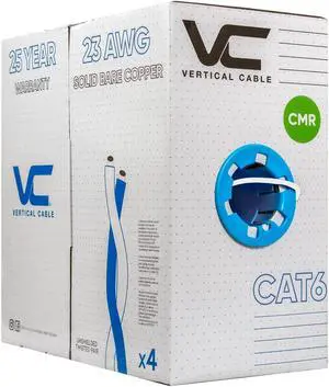 Vertical Cable Cat6, 550 MHz, UTP, 23AWG, Solid Bare Copper,1000ft, Bulk Ethernet Cable - 060 Series, White