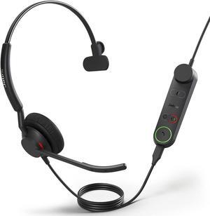 Jabra Engage 50 II Wired Mono Headset with Link Call Control - Noise-Cancelling 3-Mic Technology and USB-A Cable - Works with All Leading Unified Communications Platforms Such as Zoom & Unify - Black