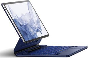 Dexnor for Samsung Galaxy Tab S9+ Plus/S9 FE+ Plus/S8+ Plus/S7+ Plus/S7 FE Case with Keyboard 12.4" Floating Cantilever Magnetic Stand Multi-Touch Trackpad Backlit S Pen Holder US Version - Blue