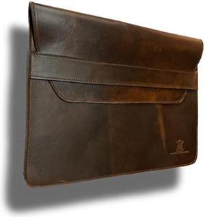 AMAZING HORSE STUFF Brown Hardwax Leather Sleeve for MacBook Pro 13", 14" & 16" | Envelope Design | 6 Ply Nylon Stitching | Brown | Rounded Corners | Black Edge Finishing (Brown for 14")