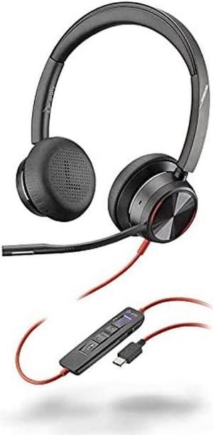 Poly - Blackwire 8225 Wired Headset with Boom Mic (Plantronics) - Dual-Ear (Stereo) Computer Headset - USB-C to Connect to your PC/Mac - Active Noise Canceling-Works with Teams (Certified), Zoom &more