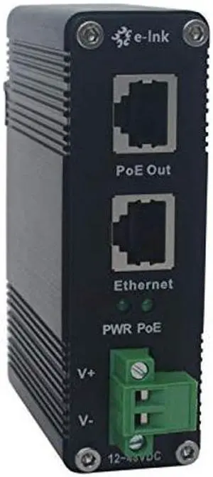 PoE Injector - Industrial Gigabit PoE+ Injector IEEE802.3 at 30W Hardened POE Adapter with 12-48V DC Input DIN- Rail, Wall Mount