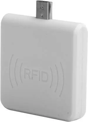 Portable Phone RFID Readers, Micro USB UHF RFID Handheld Writer Reader, High Frequency RFID ID Reader for Smartphone (White)