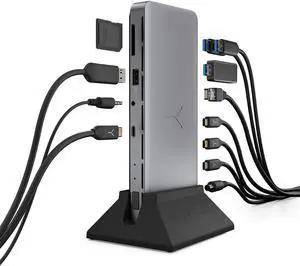 Brydge Stone Pro TB4 Thunderbolt 4 Docking Station-12 Ports, 90 Watts Charging, Dual 4K Monitors or Single 8K Output, 40GB/s Transfer Speed Windows 10 & 11, macOS 11.0 & ChromeOS Compatible, Charcoal