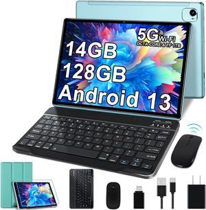 2024 Tablet 10 inch Android 13 Octa-Core 2.0 GHz, 14GB RAM 128GB ROM TF 1TB, 5+8MP Camera, 8000mAh Battery, 5G WiFi, Bluetooth 5.0, HD IPS Screen Tablet with Keyboard Mouse - Green Birthday Gifts