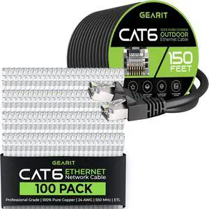 GearIT 100Pack 0.5ft Cat6 Ethernet Cable & 150ft Cat6 Cable