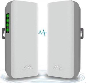 5.8G Wireless Bridge PTMP WiFi PTP Point to Point Long Range Outdoor Wireless Access Point Extender Network CPE 2KM Transmission Distance with 12DBi Antenna 2 LAN 100MBps 24V PoE Power Supply 2 Pack