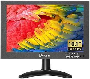 Dcorn 10.1 Inch Mini Monitor, Small HDMI Monitor 1280 x 800 16:10 IPS Metal Housing Screen Support HDMI/VGA/AV/BNC Input with Remote Control & Built-in Speakers for PC, Security Camera, Raspberry Pi