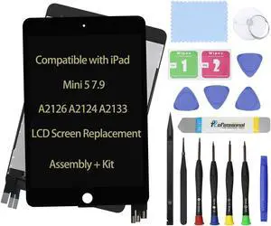 Daplinno 7.9" LCD Screen Replacement Compatible with iPad Mini 5 A2126 A2124 A2133 Display LCD Assembly and Glass Touch Digitizer Premium Repair Kit + Sleep/Wake Sensor (Black)