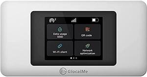 GlocalMe DuoTurbo 4G LTE Portable WiFi Mobile Hotspot Device for Travel, SIMFREE, No Contract, with Lifetime US 8GB & Global 1GB Data in 150+ Countries, Support 10 Devices Connected (White)