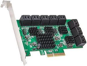 Syba 16 Port SATA III to PCIe 3.0 x4 Non-RAID Expansion Card Quad ASM1064, SD-PEX40164