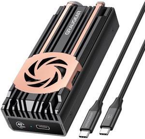 GRAUGEAR 40Gbps M.2 NVMe SSD Enclosure, PCIe USB 4.0 40Gbps Aluminum Alloy External Hard Drive Enclosure with Heatpipe and Cooling Fan, Support Size M2 2280 B+M M Key, ASM2464PD Chipset [G-M2U4-40G-F]