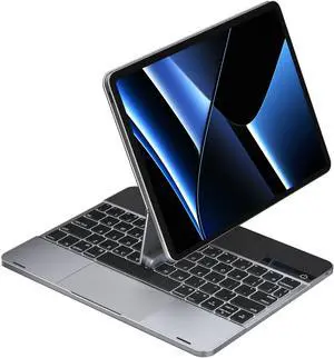 doqo Keyboard case for iPad Air 11(M2) 2024,Air 5th,4th and iPad Pro 11(4th,3rd,2nd,1st Gen) with Touchpad Backlit,360deg Rotatable,Slim Metal Magnetic Floating Cantilever Stand
