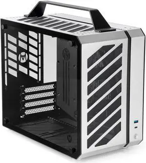 Mechanic Master Cool Cube Series C28 Matx/Itx Case/Alumium/Steel/Water-Cooling/Temered Glass Small Form Factor Computer Case (Moonlight Silver)