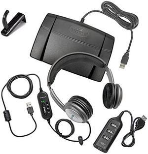 ECS OHUSB WordSlinger USB Transcription Headset with Infinity-3 USB Foot Pedal - Includes USB Hub and Hook Holder
