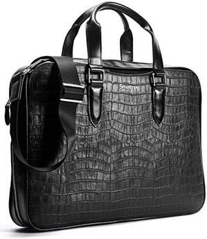Smatree Mens Full Grain Leather Briefcase, Handcrafted Laptop Leather Bag for Men, Business Leather Slim Shoulder Bag Fit with 13-16inch Laptop, Arrives in Elegant Gift Box (Crocodile Pattern)