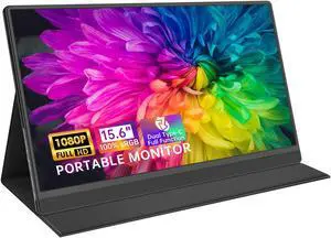 HAMTYSAN Portable Monitor, 15.6'' FHD 1080P Portable Laptop Monitor USB C HDMI Second External Monitor for Laptop, Desktop, Tablet, Phones, PS4/5, Xbox, Switch, Dual Speaker with Protective Case